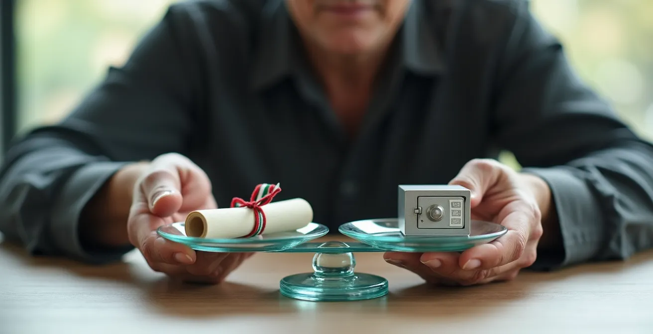 Confronto visivo tra sicurezza dei BTP e conti deposito in scenario di crisi