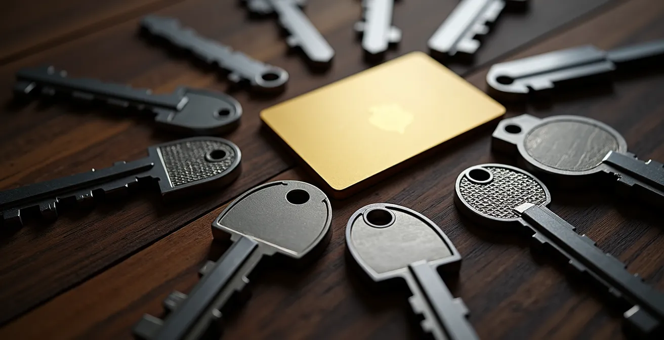 Rappresentazione metaforica di una chiave temporanea che apre solo porte specifiche dei dati bancari